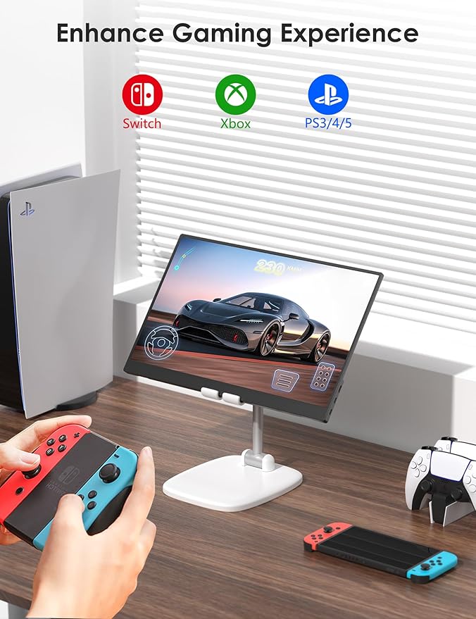 17.3" Portable Monitor, 1080P FHD, 144Hz, IPS HDR Screen, Travel Monitor for PC Mac Phone Xbox PS5 Switch Laptop, Smart Cover & Speakers