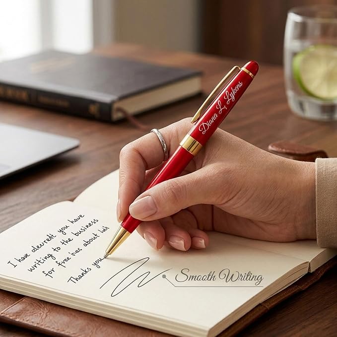 Ancolo Personalized Business Ballpoint Pens-Medium Point Nib - Quality Pens Metal Body no plastic, Engraving With Your Name/Message Corporate Executive Gift for any occations