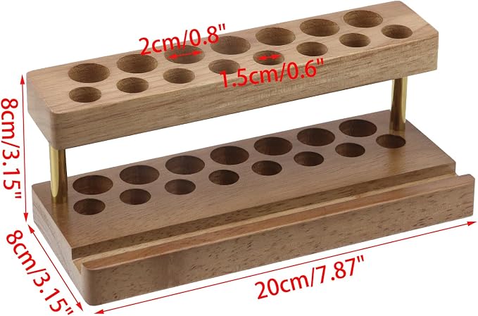 Crapyt Wooden Pen Display Stand with 15 Slots and Cell Phone Stand | Unique Pencil Holder for Desk Decor Minimalist Desk Organizer (Walnut Color)