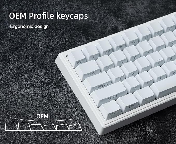 dagaladoo White keycap Set,Shine Through keycaps 60 75 Percent, Japanese Style PBT Key caps,Double Shot Custom keycaps,OEM Profile Keyboard caps for Mechanical Keyboards
