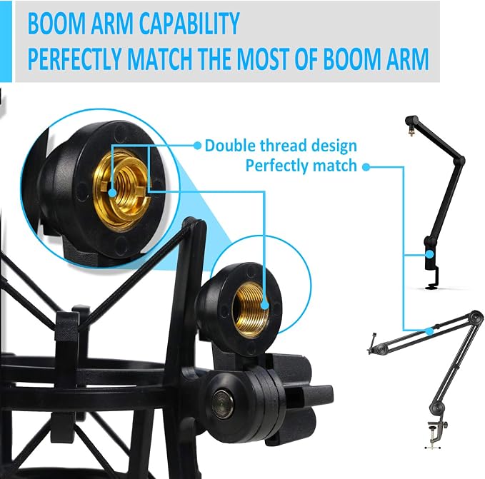 AT2020 Shock Mount with Pop Filter, Windscreen and Shockmount to Reduce Vibration Noise for AT2020USB+ Condenser Mic by YOUSHARES