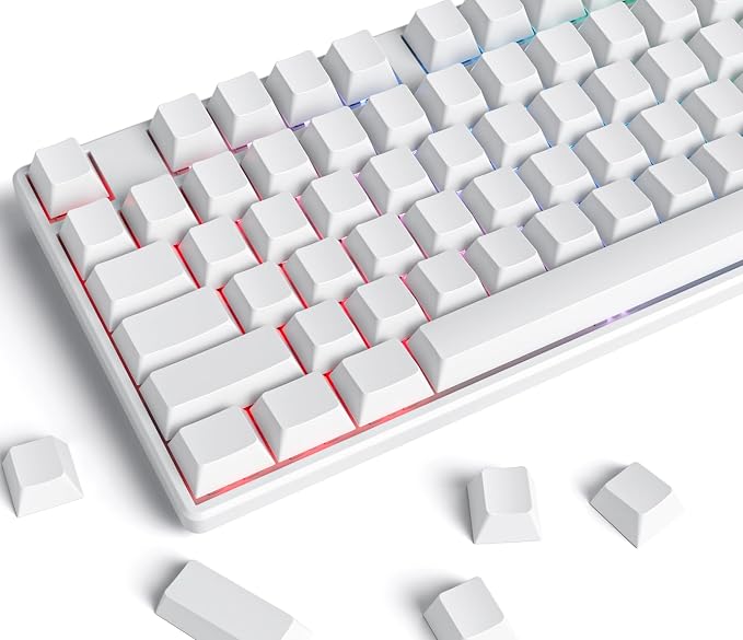 Fogruaden Blank Keycaps, Thick PBT White Keycaps, Cherry Profile, Minimalist White, 128 Key, Custom Keycap for Mechanical Keyboard