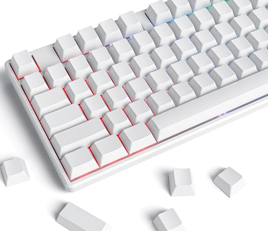 Fogruaden Blank Keycaps, Thick PBT White Keycaps, Cherry Profile, Minimalist White, 128 Key, Custom Keycap for Mechanical Keyboard