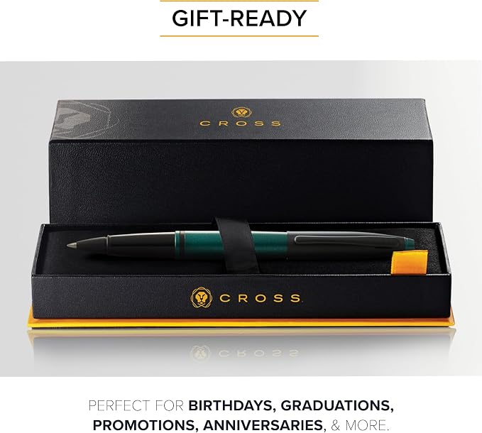 Cross Calais Matte Green and Black Lacquer Rollerball Pen - High-End Pen for Everyday Use - Professional Desk Essential - Smooth Writing - Durable Construction - Black Ink - Gift Box Included