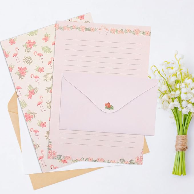 54 PCS Stationery Set with Envelopes,36 Writing Paper+18 Envelopes,Cute Lined Stationery Paper for Writing Letters Invitations Poem Office School Supplies