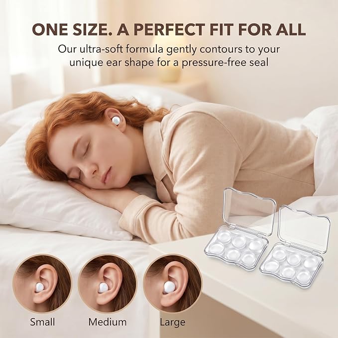 12 Pcs Moldable Silicone Ear Plugs Soft Transparent Earplugs Noise Reduction Earplugs Reusable Noise Cancelling EarPlug for Sleeping Snoring Travel Concerts Work Study Airplanes