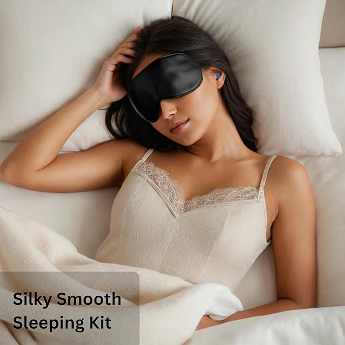 Lumo Ear Plugs for Noise Reduction - 28dB (SNR) Reusable Silicone Ear Plugs for Sleeping with Silk Sleep Mask - Work & Concert Hearing Protection - Customizable & Comfortable Noise Reducing Earplugs