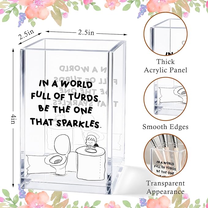 Funny Acrylic Pen Holder Cup, “Be the One That Sparkles” Desk Decor, Cute Pencil Holder Organizer, Coworker Gift, Office Desk Accessories