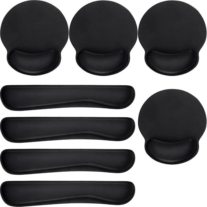 Yunsailing 8 Pcs Ergonomic Mouse Pad and Keyboard with Wrist Support Set Soft Smooth Gel Rest Comfortable Memory Foam for Easy Typing Gaming Computer Laptop Office Home