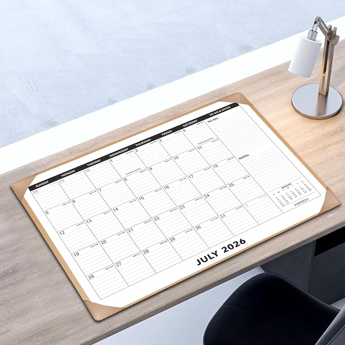 Large Desk Calendar 2026-2027 with Desktop Mat, KOPEESY 22" x 17" Desktop Calendar, 18 Mouths From July 2026 to December 2027, Office Supplies Desk Blotter Calendar for Home School and Office