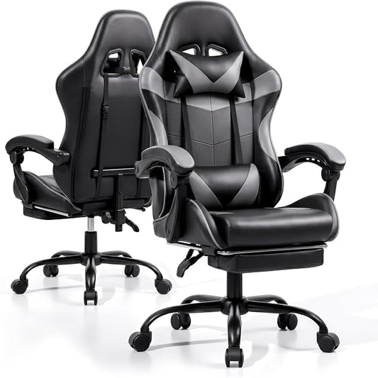 Gaming Chair with Footrest and Lumbar Support, Height Adjustable Chair with 360°Office Desk Chair,Heavy Duty 330lbs Computer Chair for Adults