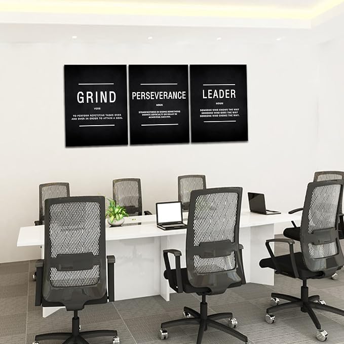 KAWAHONE Inspirational Grind Wall Art for Home Office Workplace, Perseverance Leader Canvas Quotes Motivate Success Positive Poster Framed Motivation Gift for Friends Entrepreneur Ready to Hang