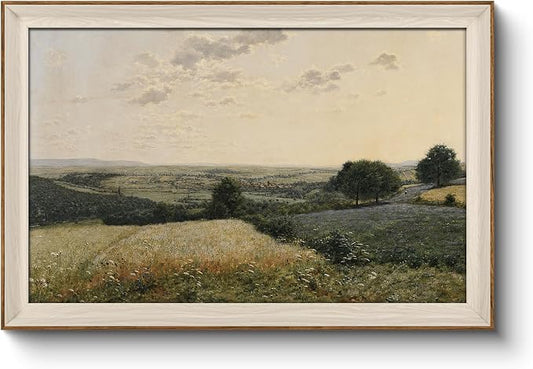 VIYYIEA Framed Canvas Wall Art, Landscape Wall Art for Living Room, Vintage Natural Oil Painting Picture, Beautiful Scenery Home Decor, Bathroom Wall Decor -【Summer Landscape】-(24"x36")
