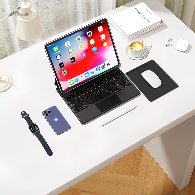 Leather Desk Pad Protector, Waterproof Mouse Pad, PU Desk Mat, Office Desk Cover, Desk Writing Mat for Office/Home/Work/Cubicle (Black) 9x8 in
