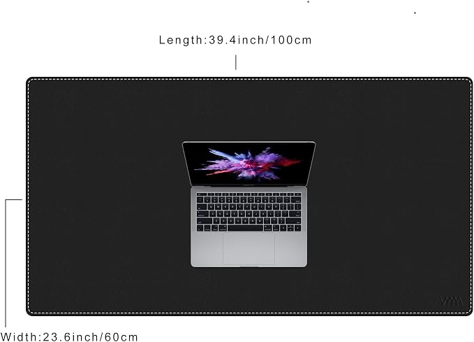 Vyaaa 40”x24“ PU Leather Desk Mat, Large Office Desk pad, Waterproof Desk Pad Protector, Computer Mouse Pad Suitable for Home or Office Desks (Black)