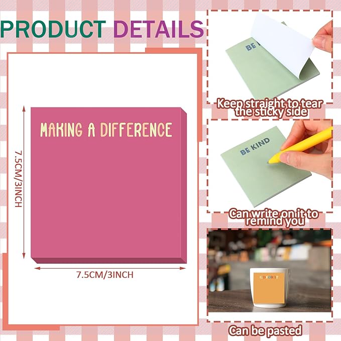 Yinder 24 Pcs Inspirational Sticky Notes Thank You Gift Motivational Sticky Note Pad Employee Appreciation Gift Bulk for Staff Coworker Teacher Nurse Office Groups 3 x 3'' (Motivational,Macaroon)