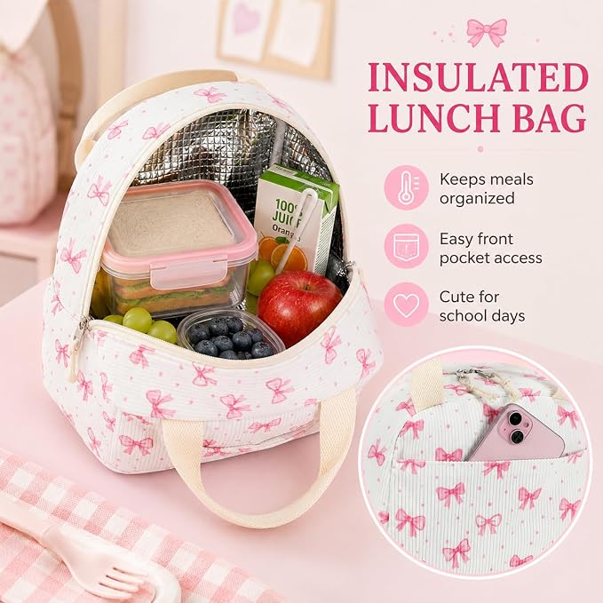 Bluboon School Backpack Set Girls Womens Laptop Bookbag Casual Daypack Fits 15 inch Laptop with Lunch Tote Bag and Pencil Bag