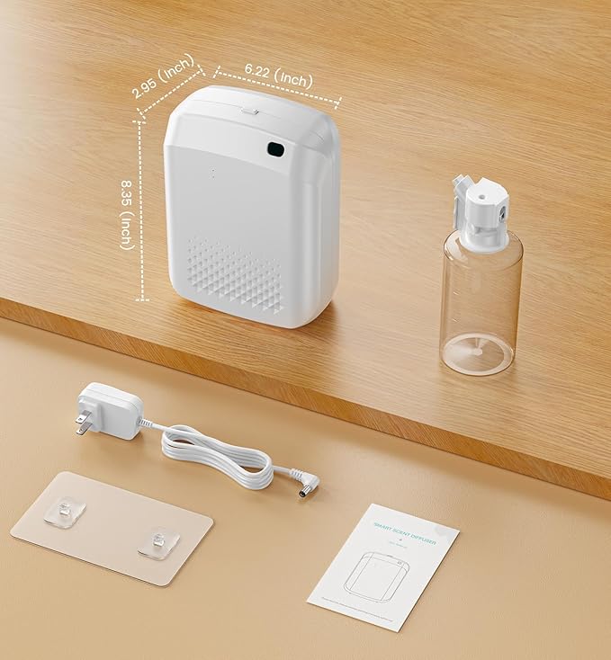 Waterless Essential Oil Diffuser 3000 Sq.Ft Coverage for Large Home Hotel Office, 400ml Cold Air Scent Machine for Aromathrapy, Bluetooth App Control, No-Noise Aroma Diffuser On Wall Gift for Her