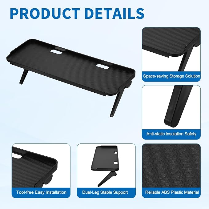 uxcell TV Top Shelf TV Monitor Shelf, 13.4" x 4.7" Plastic Adjustable Screen Shelves Monitor Top Bracket Universal Fit Shelves Storage with Hole for Media Box Game Console Router, Black