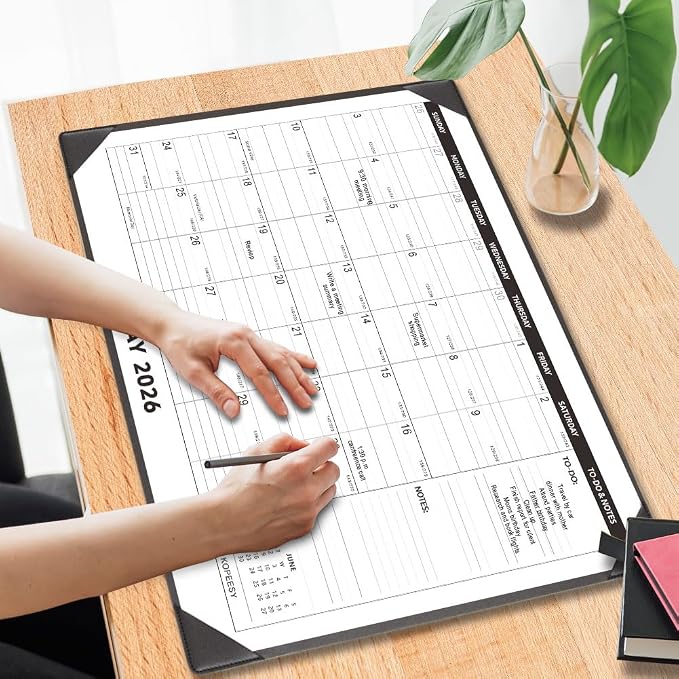 Large Desk Calendar 2026-2027 with Desktop Mat, KOPEESY 22" x 17" Desktop Calendar, 18 Mouths From March 2026 to August 2027, Office Supplies Desk Blotter Calendar for Home School and Office