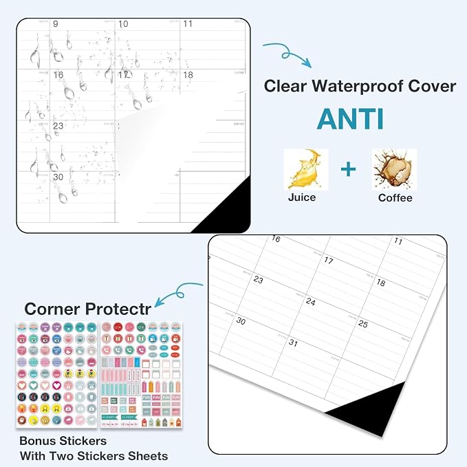 2026-2027 Desk Calendar - 18 Month Desk Calendar 2026-2027, Jul 2026 - Dec 2027, 17" x 12", Large Monthly Desktop Calendar with Daily Blocks, Thick Paper, Corner Protectors - (2 Stickers Included)