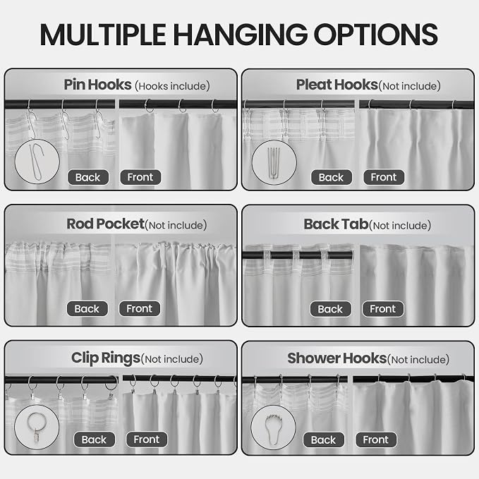 Floor to Ceiling Curtain for Wall Ceiling Mount Track - Extra Wide Blackout Curtains Room Separator - Privacy Room Divider Curtains for Ceiling Track System or Rod with Hooks, 1 Panel