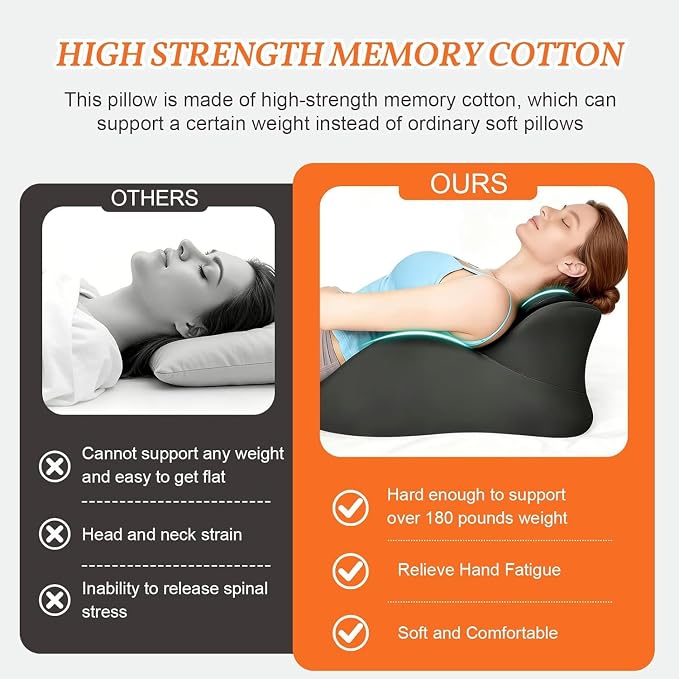 27° degree Memory Foam Ergonomic Prone Firm Couples Pillow For Intimacy | back sleeping after surgery Orthopedic Pillow