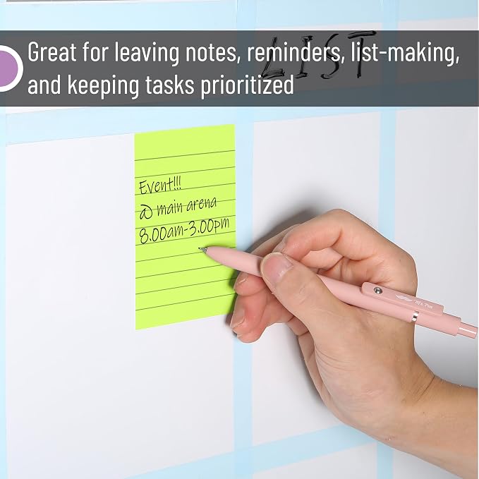 Mr. Pen- Lined Sticky Notes, 3" x 4", 6 Pads, 60 Sheets/Pad, Vibrant Color | Sticky Notes with Lines, Ruled Post Stickies, Memo Pads, Self-Stick Note Pad for Office, School, Home, Study