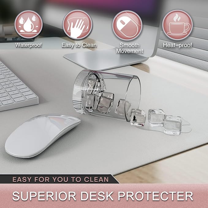 K KNODEL Large Desk Protector Mat and Pad for Office (White, 15.7"x31.5") | Waterproof Desk Mat, Desk Pads and Blotters, Desktop Mat, Desk Protector and Cover, Office Computer, Laptop and Keyboard Mat