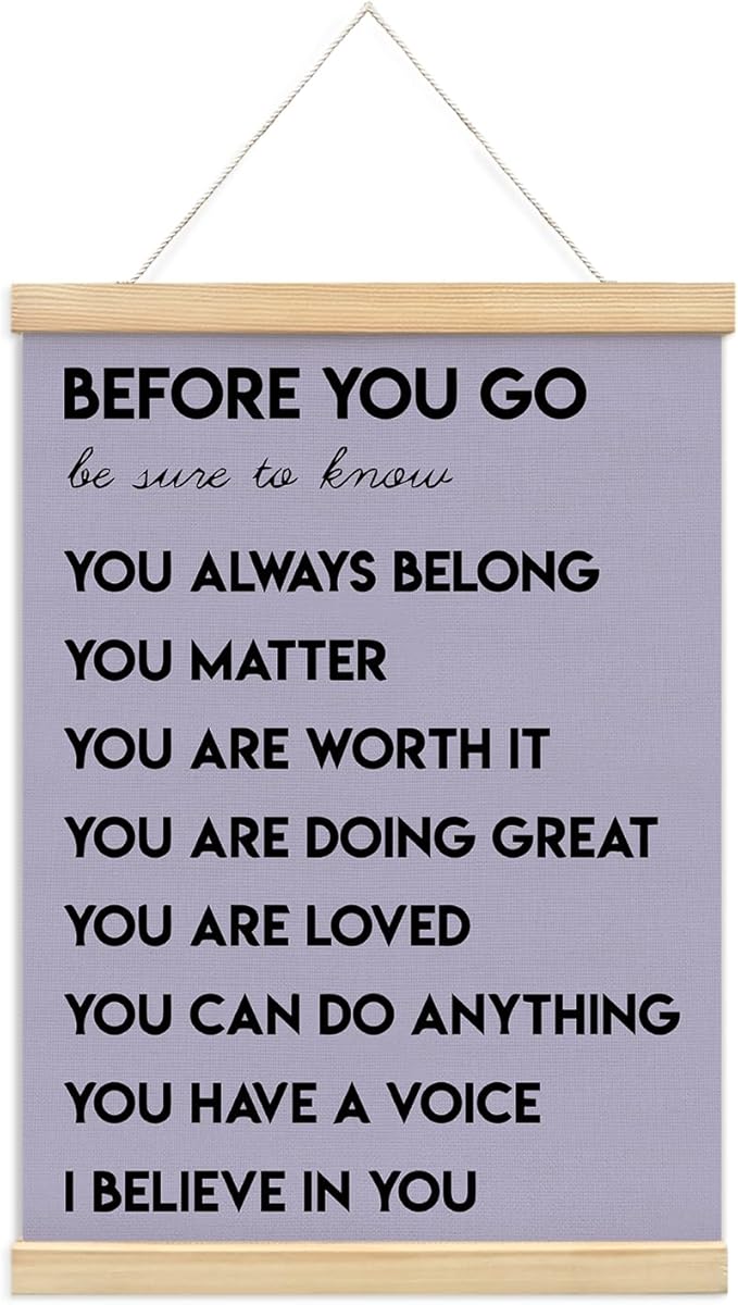 Mental Health Positive Affirmations Inspirational Wall Art Decor, Therapist Nurse Office Signs Wall Art Decor For Office Kids Teen Girls Room Bedroom Playroom Wall Decor Wood Posters Framed（purple）