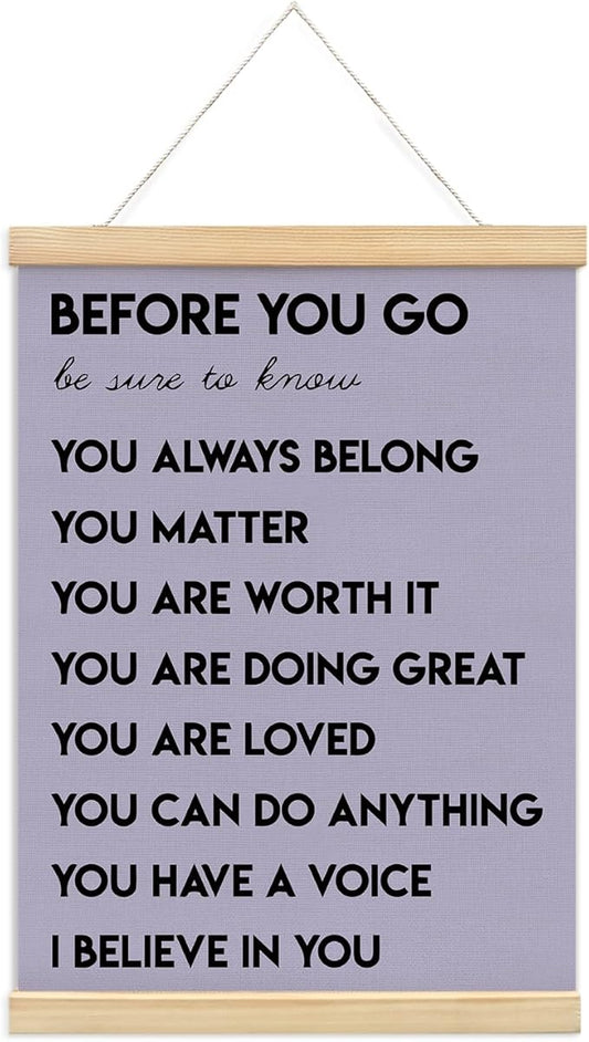 Mental Health Positive Affirmations Inspirational Wall Art Decor, Therapist Nurse Office Signs Wall Art Decor For Office Kids Teen Girls Room Bedroom Playroom Wall Decor Wood Posters Framed（purple）