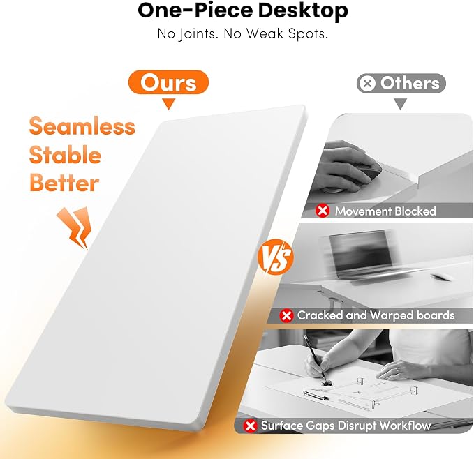 CubiCubi One-Piece Standing Desk, 32 x 20 Electric Height Adjustable Computer Desk, Sit Stand up Home Office Workstations with Whole-Piece Desktop, White