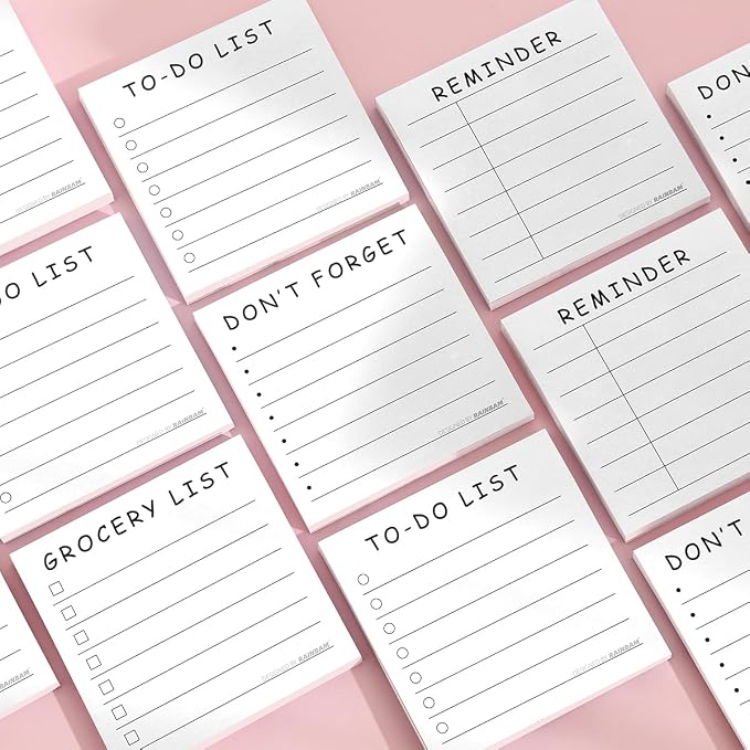 4 Pack/200 Sheets 3x3in Self-Sticking Note Papers Set, High-Adhesive Productivity Planner Pads for Time Management, Retro Daily Task Notes for Journal Office Home, Bulk Retro Stationery Gift