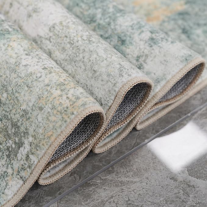 9x12 Area Rug for Living Room- Modern Abstract Machine Washable Rug Large Area Rug Indoor Stain Resistant Carpet for Bedroom Non-Slip Low Pile Soft Room Decor 9X12 Sage Green