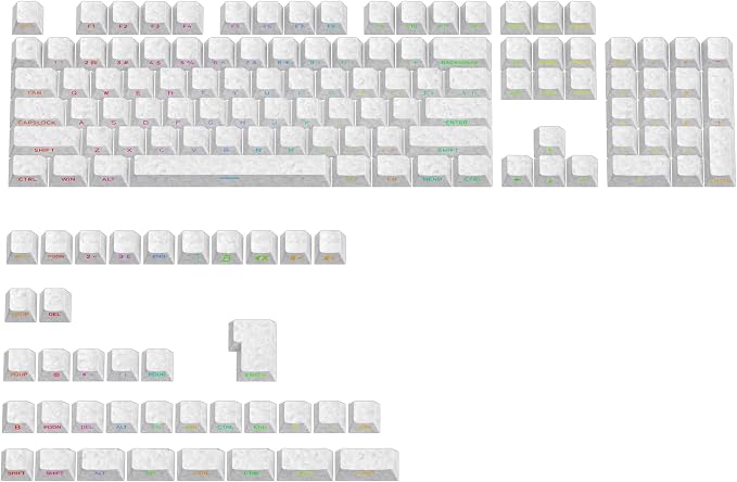 Fogruaden PBT Keycaps Set, Cherry Profile Custom Keycap for Mechanical Keyboard Keycaps(CarbonWhite)