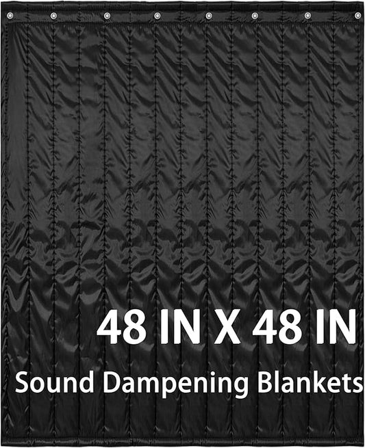 Extra Large Sound Dampening Blankets, 48" x 48" Sound Absorbing Blanket Sound Absorbing Curtains - 0.4" Thickness, Noise Reducing Blackout, Recording Studio Acoustical Treatments, Black