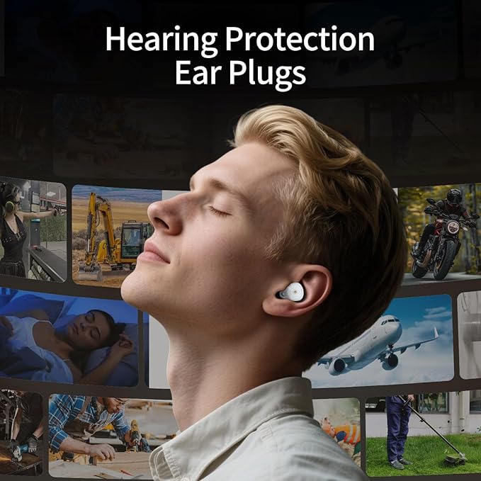 Ear Plugs for Sleeping Noise Cancelling:Reusable Ear Plugs for Noise Reduction for Snoring/Concerts/Travel/Shooting - Soft Silicone Sleep Earplugs with 6 Ear Tips & Bag(White)