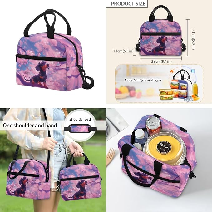 ZFRXIGN Dachshund Dog Kids Backpack for Girls 6-8 8-12 Bookbag with Cute Pendant 17inch Elementary School Bag and Lunch Box Pencil Case Back to School Stuff