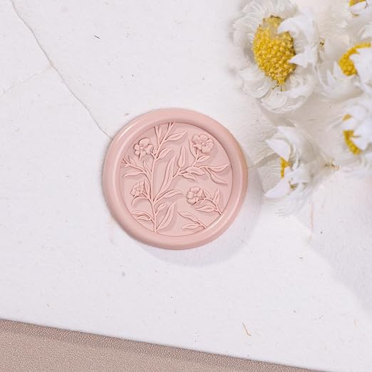 UNIQOOO Wax Seal Stickers - 3D Floral Wedding Invitation Envelope Seal Sticker, 50 Pcs Self- Adhesive Flower Blush Pink Stickers, Perfect for Invitation, Christmas, Gift Wrapping