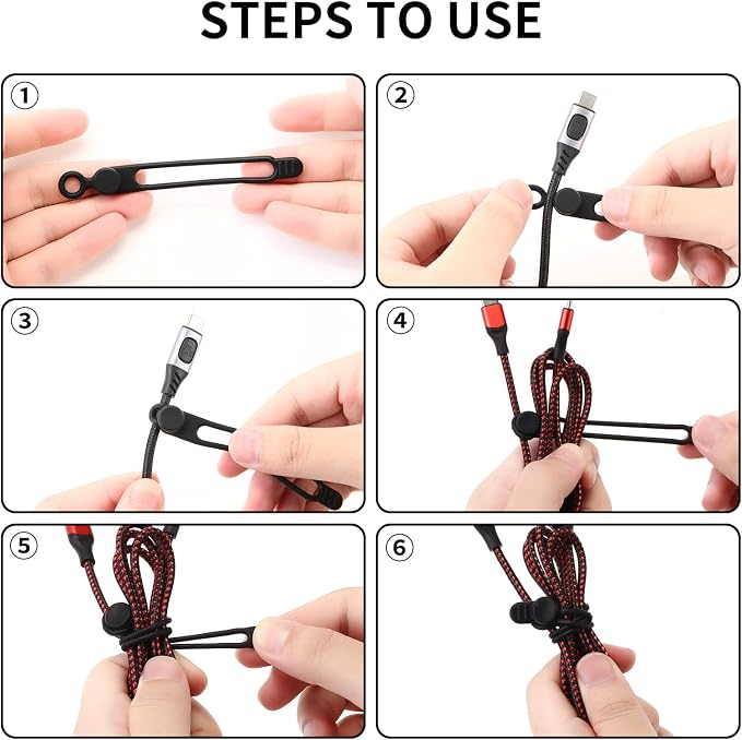 [20Park]UMUST Silicone Cable Ties, Reusable Cable Management Organizer,Cable Straps,Cord Ties,Multipurpose Elastic Cord Organizer for Bundling and Fastening Cable Cords Wires(white) | Reusable Cord Ties, Cable Strap Tie for Bundling Electronics Wire,Ho...