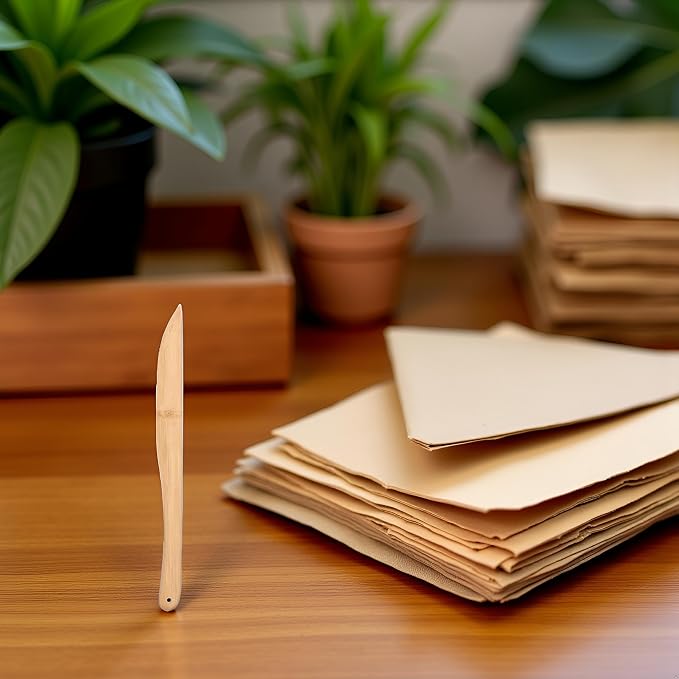 1Pc 25cm-Bamboo Wood-Colored Creative Wood Envelope Opener Handmade Wooden Bookmarks Desk Accessories Slitter Paper Cutting Letter for Home,Letter Openers,Office Products,Cutting and Measuring Devices