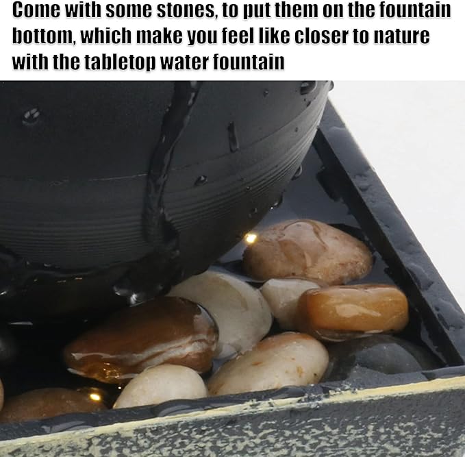 Tabletop Ball Fountain Waterfalls,Irregular Stone Water Fountain Indoor for Relaxation,Home/Office Decoration Meditiation Water Resin, House Warming Gifts New Home (#2)