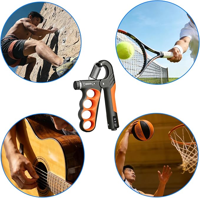 Hand Gripper Strengthener, 11-220LBs Adjustable Resistance Grip Strength Trainer with Counter, Forearm Exerciser for Injury Recovery and Muscle Building