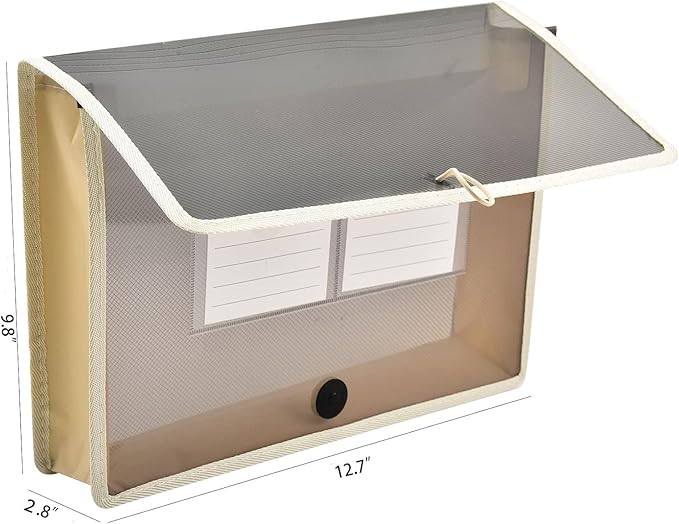 Expanding File Folder Document Organizer with Elastic Cord & Button Closure, Letter Size, 2.8" Expansion, Letter A4 Expandable File Folder for Home School Office Organization, 5 Pack