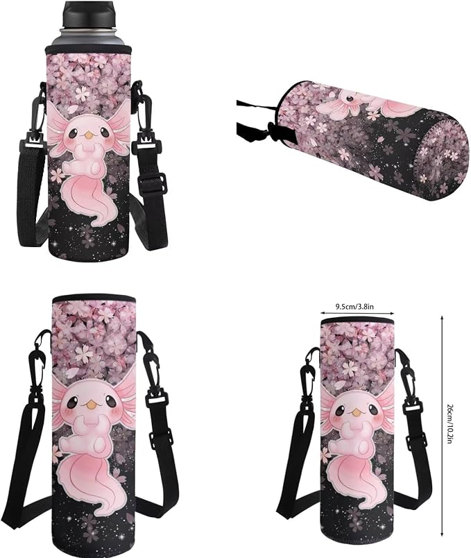 Ystardream Cherry Blossom Axolotl Backpack With Lunch Box for Girls Large Elementary Bookbag 17 Inch Laptop School Backpack Sturdy Rucksack with Pencil Case&Water Bottle Sleeve for Teenager Student