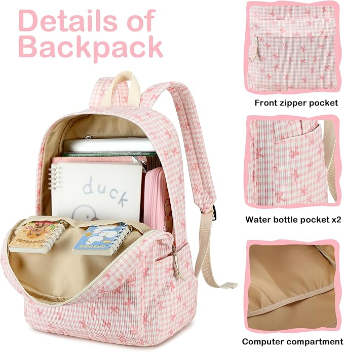 LEDAOU Backpack for Girls School Bag Kids Bookbag Teen Backpack Set Daypack with Lunch Bag and Pencil Case | Kids