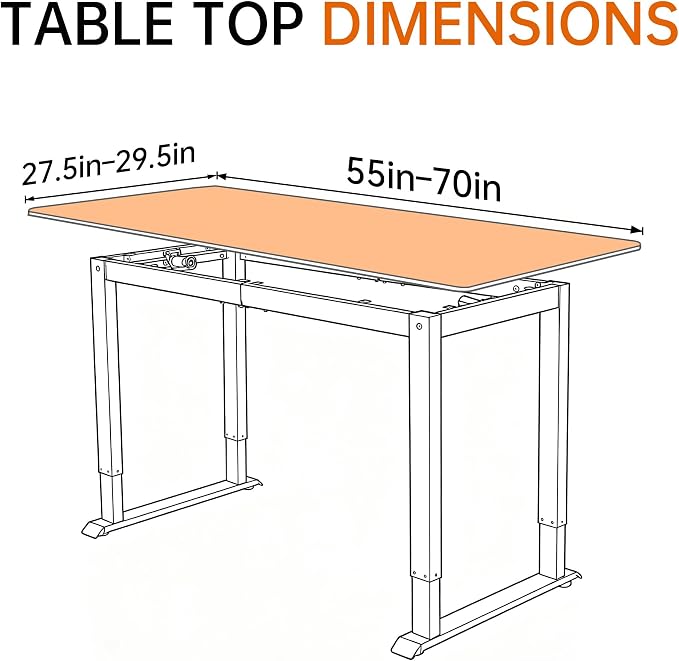 Fromann Electric Standing Desk Frame, 4-Leg Dual Motor Adjustable Standing Desk Legs for Max 70'' x 29.5'' Desktop,Heavy Duty 220lb Load Capacity for Home Office, Frame Only
