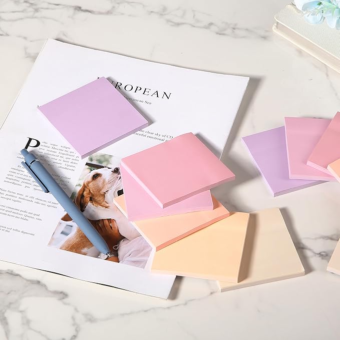 Mr. Pen- Sticky Notes, 3”x3”, 12 Pads, 600 Sheets, Colorful Sticky Notes 3x3, Sunset Sorbet, Stocky Notes for Bible Journaling