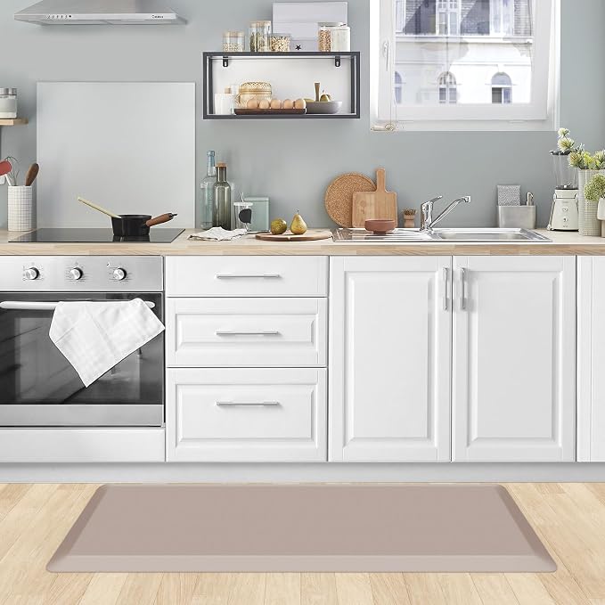 KitchenClouds Kitchen Mat Cushioned Anti Fatigue Kitchen Rug Non Slip Standing Mat Comfort Floor Mats for Sink Office (17.3"x39"- 0.8inch,Khaki) | Water-Resistant, Non-Slip, Easy to Clean Comfort Floor Mat for Kitchen, Sink & Office, Multiple Colors & ...
