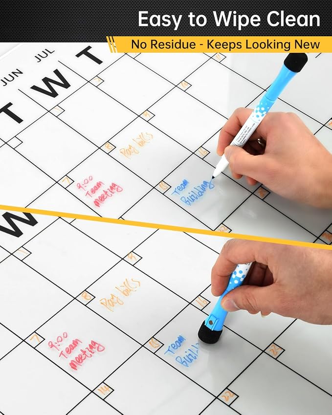 24x16 Acrylic Wall Calendar with Dry Erase Surface, Streamlined Monthly Planner Board, Includes Vibrant Markers, Eraser, Multi-Color Mounting Screws, & Easy Install Kit - Ideal for Home & Office